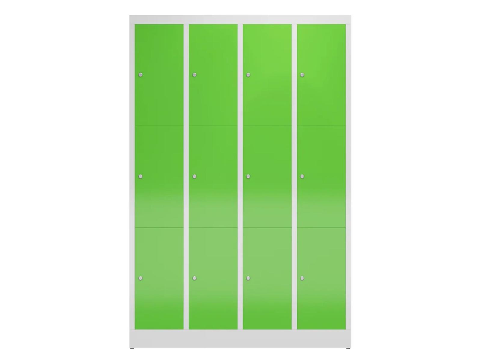 Schließfachschrank für Schulen - 12 Fächer / 4 Abteile 300mm Abteilbreite