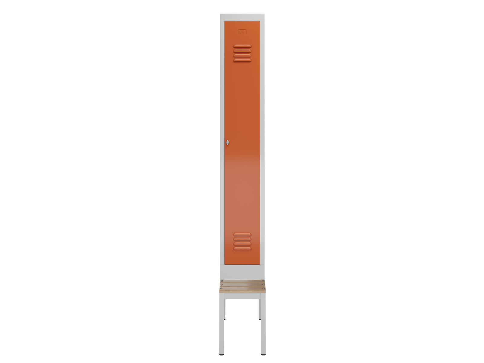 Spindschrank Serie Spindmax® mit Sitzbankuntergestell - 1 Abteil 300mm Abteilbreite