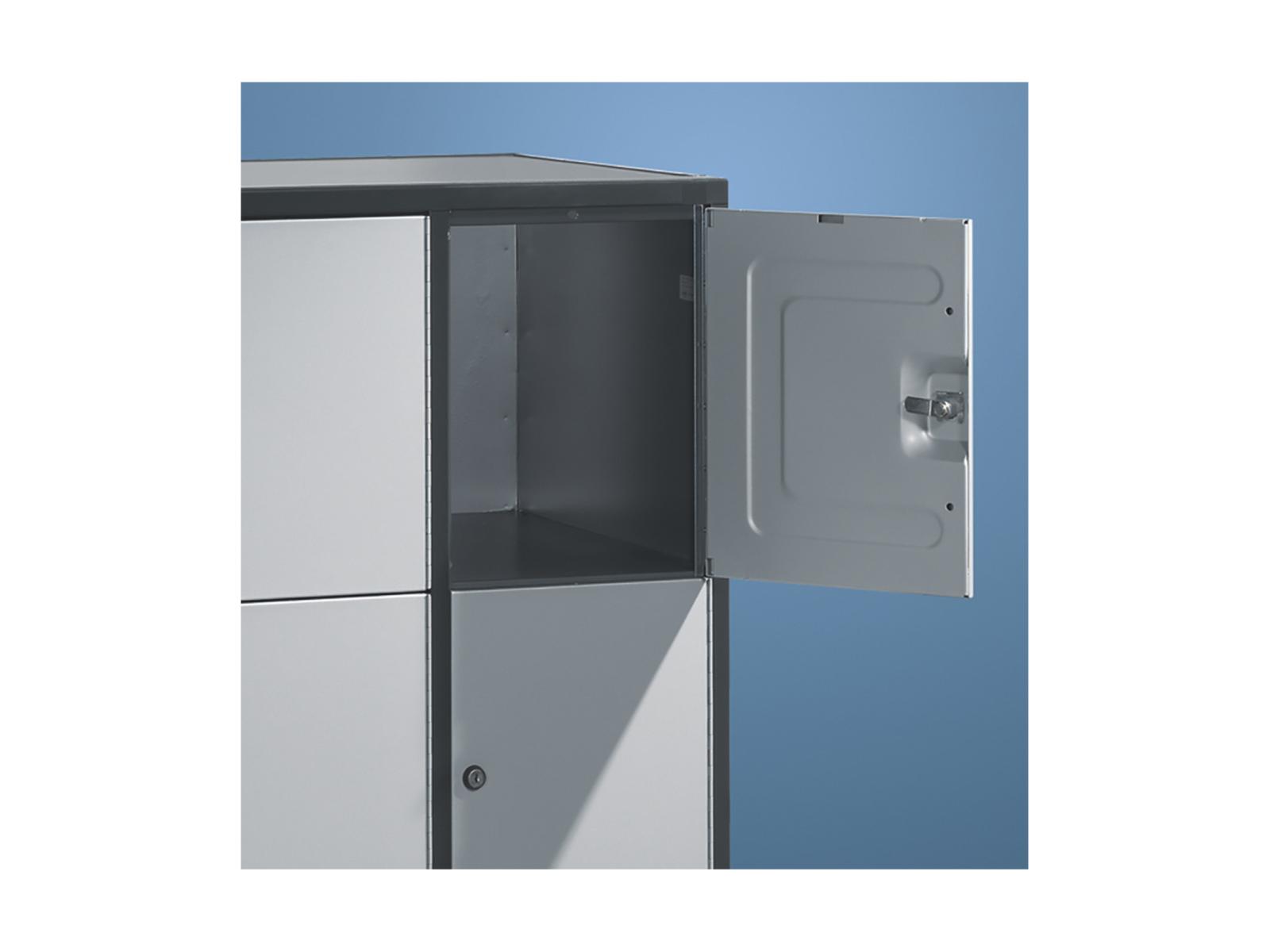 Schließfachschrank Intro mit doppelwandigen Türen 6 Fächer übereinander - 2 Abteile 300mm Abteilbreite