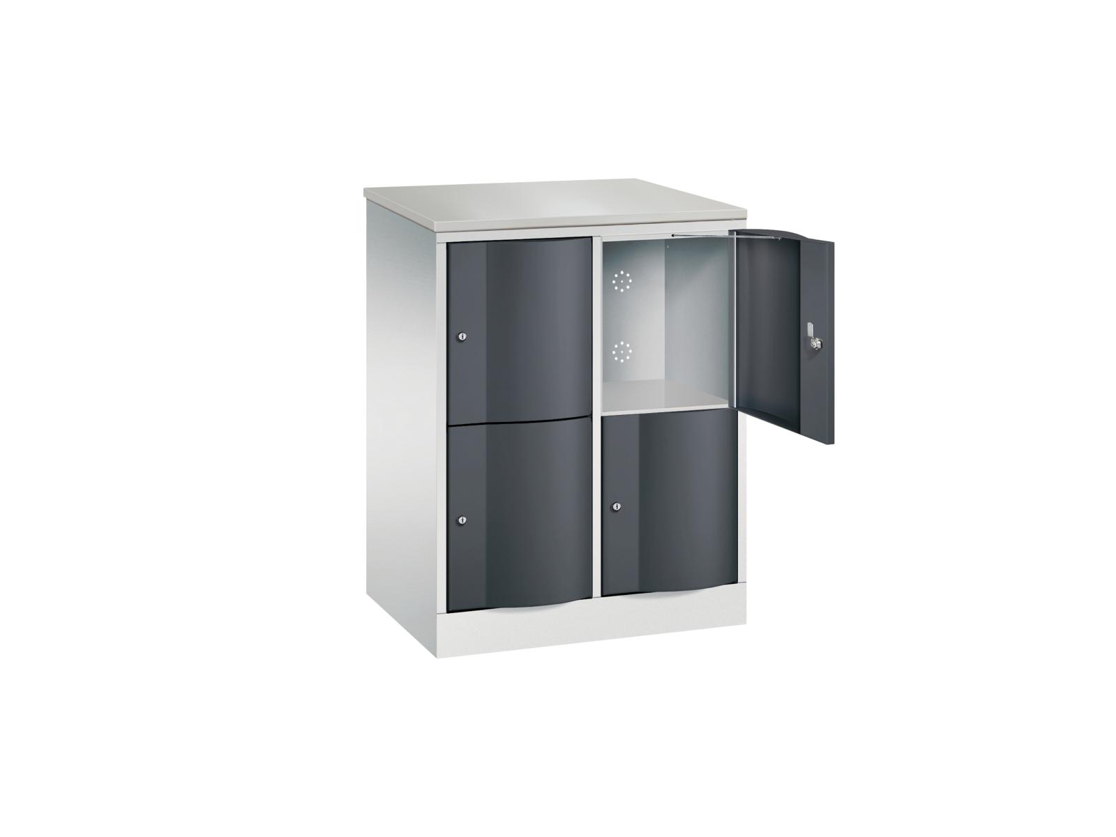 Schließfachschrank Resisto halbhoch mit robusten 1,5mm dicken Türen 2 Fächer übereinander - 2 Abteile 540mm tief