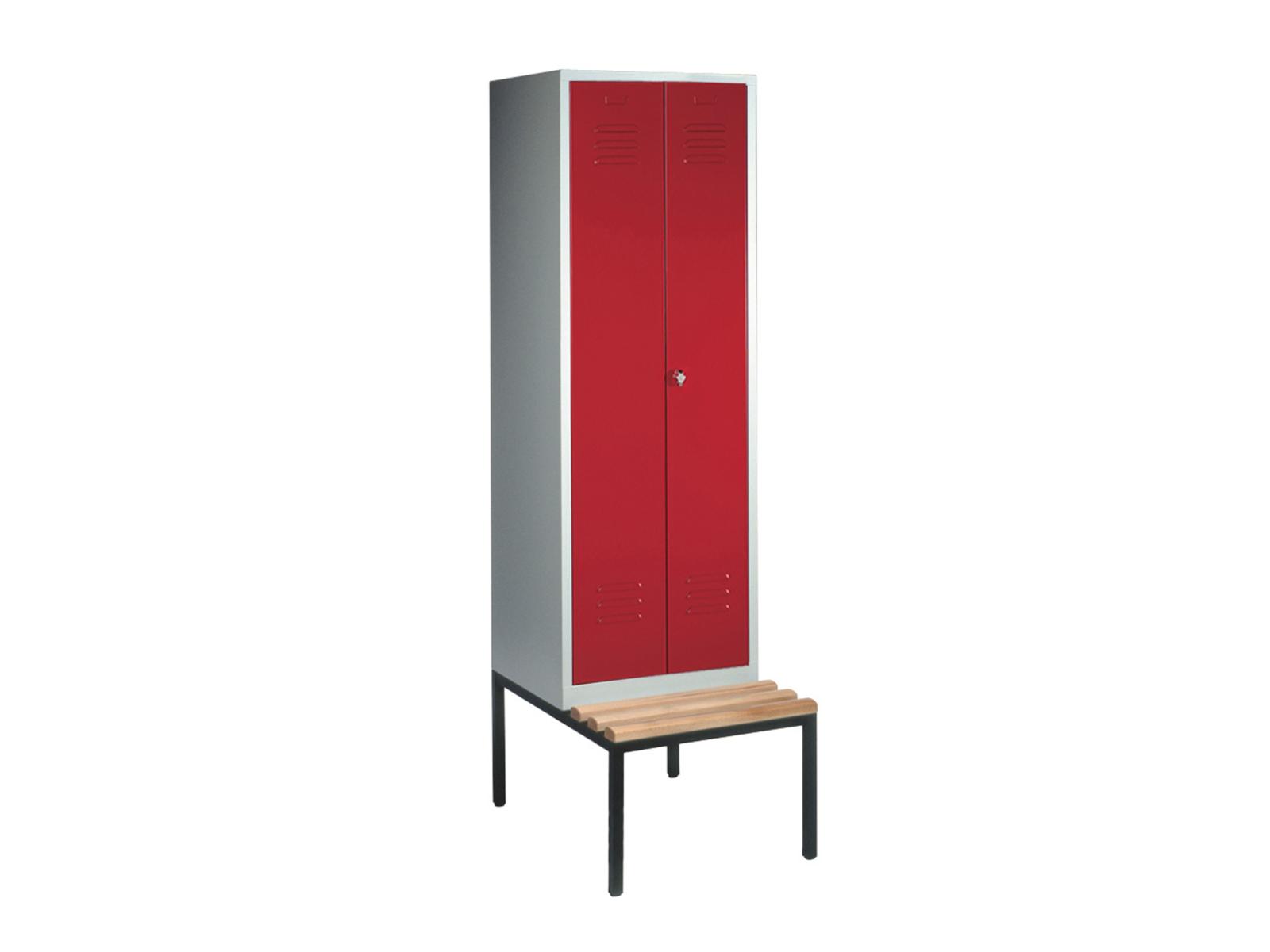 Spind nach Arbeitsstättenrichtlinien S2000 Classic mit Sitzbankuntergestell - Für 1 Person 2x400mm Abteilbreite