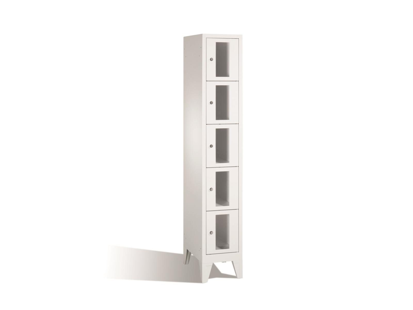 Schließfachschrank F2000 Classic mit Sichtfenster fünf Fächer übereinander - 1 Abteil 300mm Abteilbreite