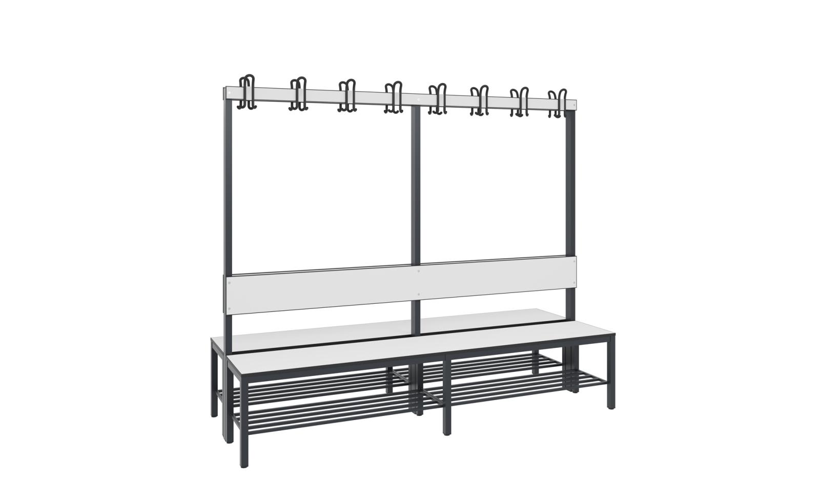 Garderobenbank Serie HPL 2000/3000 doppelseitig 1960mm breit