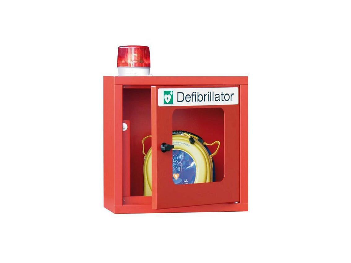 Hängeschrank für Defibrillatoren mit akustischem und optischen Alarm