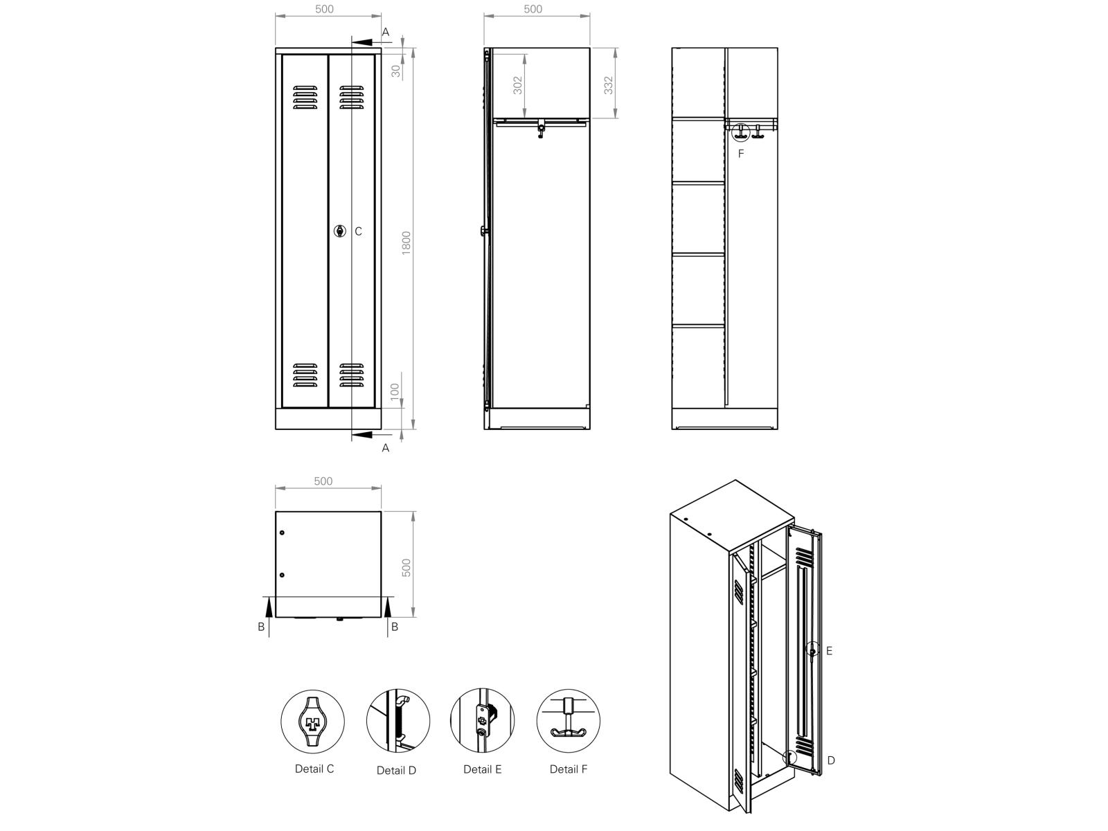 Spindschrank Serie Spindmax® Spind - Wäscheschrank 500mm