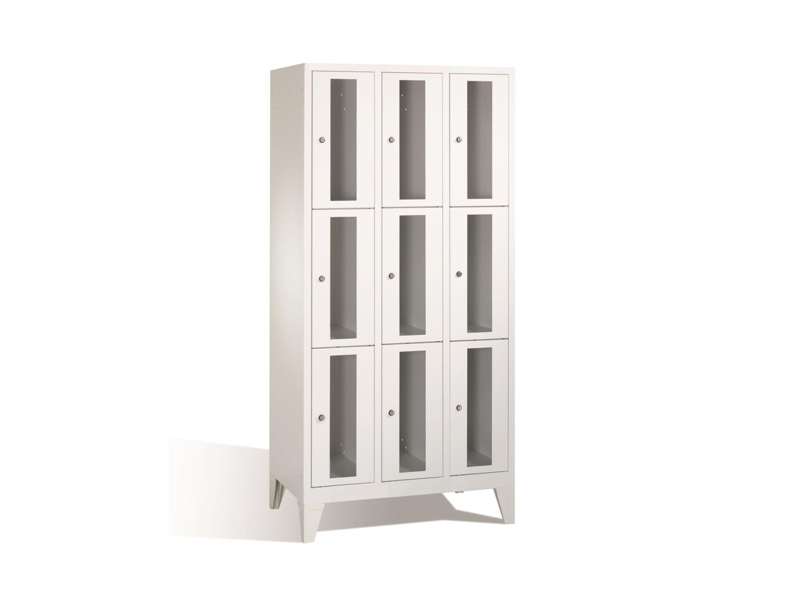 Schließfachschrank F2000 Classic mit Sichtfenster drei Fächer übereinander - 3 Abteile 300mm Abteilbreite