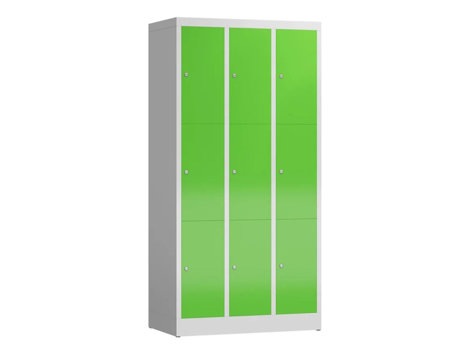 Schließfachschrank für Schulen - 9 Fächer / 3 Abteile 300mm Abteilbreite