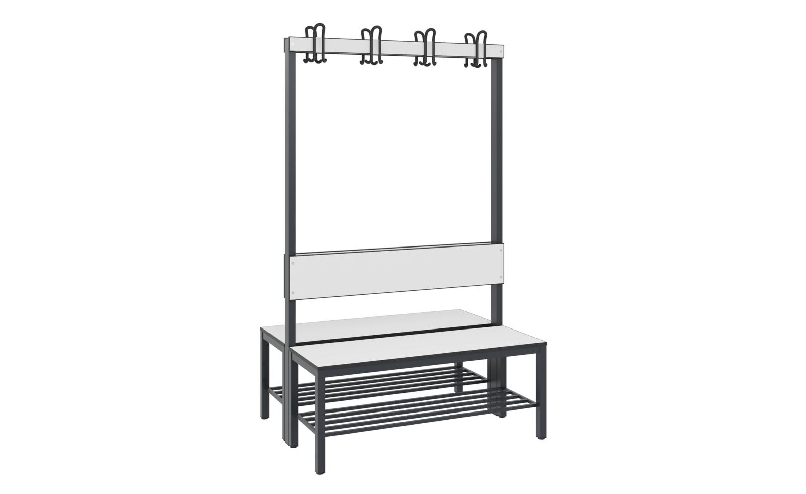 Garderobenbank Serie HPL 2000/3000 doppelseitig 1000mm breit