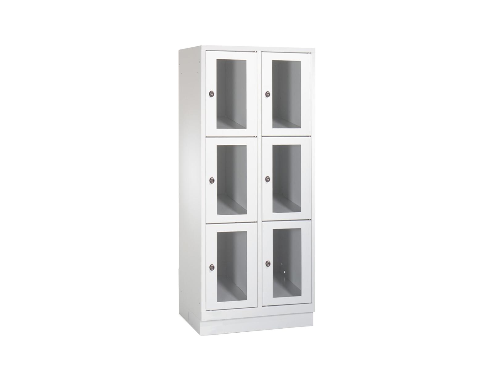 Schließfachschrank S2000 Classic mit Sichtfenster drei Fächer übereinander - 2 Abteile 400mm Abteilbreite